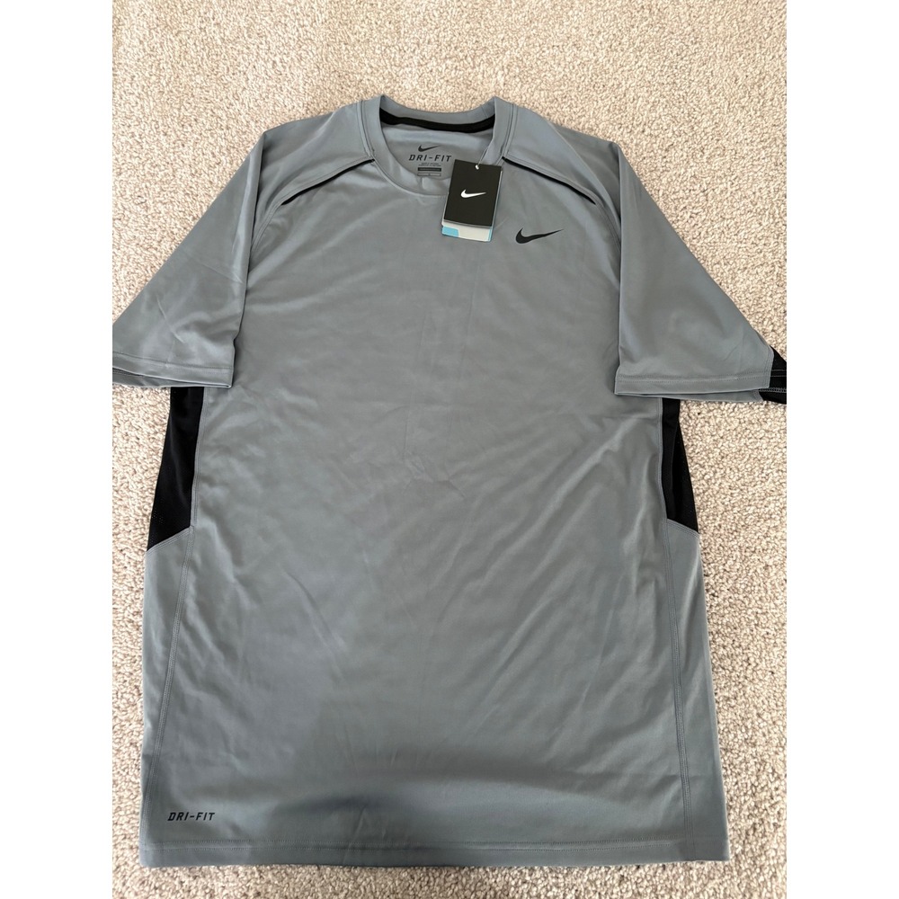 Nike Gray Solid Performance Training T shirt Short Sleeve New